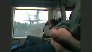 Sexually Excited guy strokes his dong on public transport.