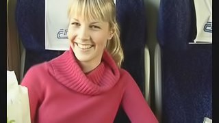 Girl in sweater train blowjob