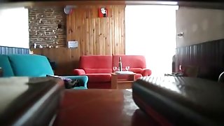 Voyeur bf captures his ponytailed gf sucking his cock on the sofa