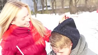 Blonde slut Lina Napoli gives head and gets fucked in hardcore reality