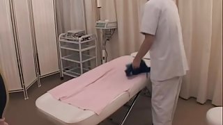 Japanese teen got her cunny slammed hard after a massage