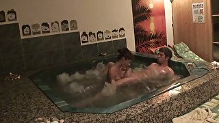 Tight whore with big tits Nessa gives head and titjob in jacuzzi