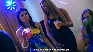Sexy Russian chicks are dancing and alcohol drinking