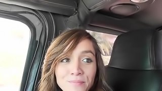 Couple having sex in a car in POV video.