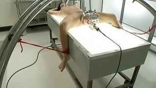 Pleasing A Horny Brunette With A Fucking Machine