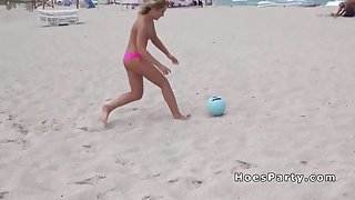 Sexy amateur teen flashing at beach