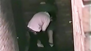 Voyeur captures an asian student getting doggystyle fucked in an alley