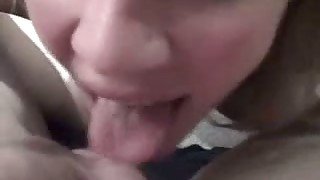Hot blonde Norwegian housewife slurps on my dick giving blowjob