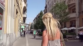 Braless babe in the city picked up to get fucked
