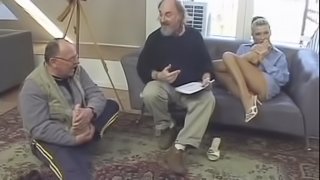 Amazing backstage video of skinny blonde fucking with some old dude
