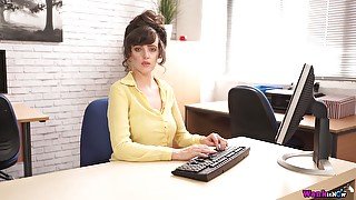 Wondrous slutty brunette secretary wanna masturbate right in the office