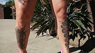 Tattooed wild big breasted whore Francesca Le gets bent over for some brutal fuck