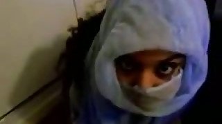 Barely legal Arab girlfriend in hijab takes messy facial