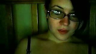 Aroused 18 yo brunette girlfriend shows me her juggs on webcam