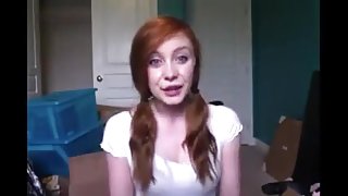 Redhead college girl masturbating while parents downstairs.