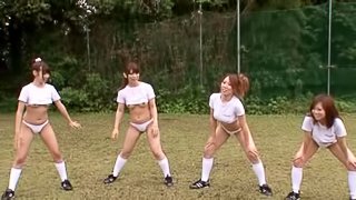 Hot Japanese female soccer players having wild sex with their coach