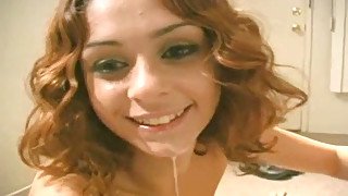 Curly haired ginger stripped gives me blowjob and takes mouthful