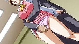 Kinky boss fucks super busty anime secretary in the office