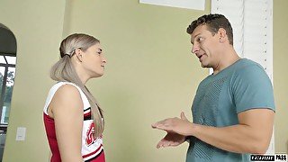 Pretty and wild cheerleader fucks her stepdad at his place