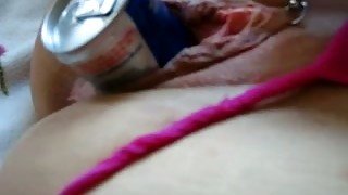 Perverted and steamy vid of my own wet pussy and can plugged in it