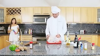 Kinky cook will teach a slut all the tricks if she sucks his cock