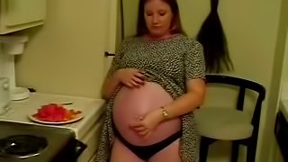 Solo Scene With Horny Pregnant Slut Rubbing Her Vagina