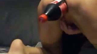 Big coca cola bottle easily penetrates my bitch's gaping asshole