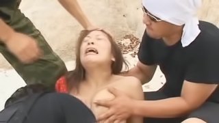 Cute Akane Mochida Gets Gangbanged and Covered in Cum on the Beach