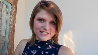 Cute teen redhead eagerly sucks a cock and gets her juicy cunt drilled