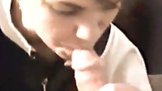 French teen with pretty face sucking my dick deepthroat in POV