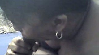 Mature black mommy with big saggy boobs sucks my dick deepthroat