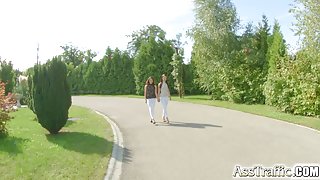 Asstraffic pretty brunette enjoy anal fucking