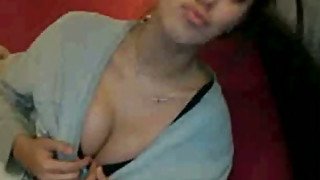 Playing with hot and young brunette babe on webcam sex game