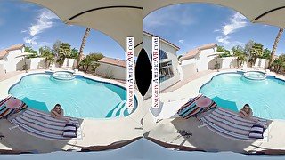 Naughty America Kenna James gets caught topless at friends pool - Pov