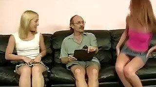 This dude loves having his dick massaged and these sluts give amazing footjobs