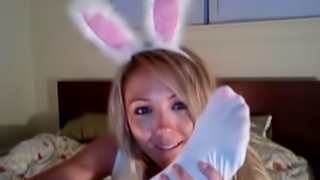 Sexy white bunny teasing