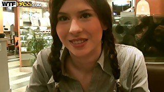 Sextractive Russian bimbos Tanata gives a head in public toilet