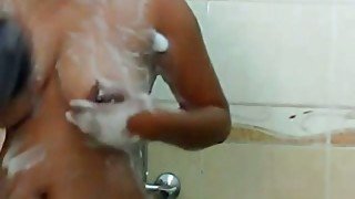 Busty amateur bhabhi with big boobs showering on cam