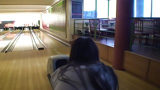 Nessa Devil in amateur girl gives ultimate blowjob in a bowling alley