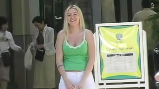 This reality video has a hot solo model who is having some fun out in public