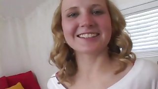 Petite blonde pov facial