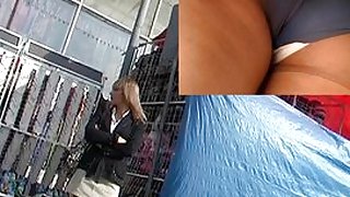 Cigarette smoker upskirt vid