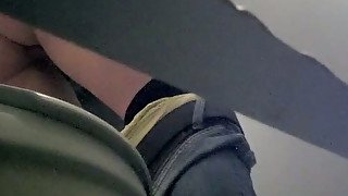 Slender white chick with very nice ass filmed in the toilet room