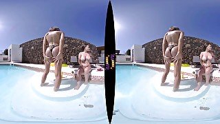 Wet Jo & Tia - Afternoon Sun Outdoors in Pool - Virtual reality POV