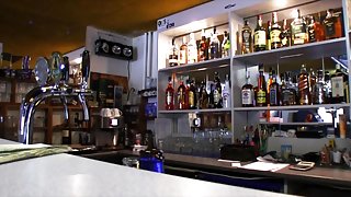 European barmaid Lenka gives head and railed in the bar for cash