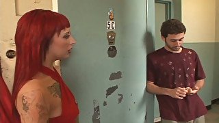 Slutty big breasted red haired nympho living nextdoor gets fucked hard