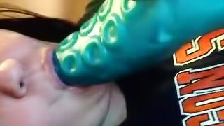 Choking and Gagging on a MASSIVE TOY