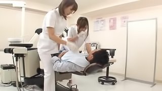 Sexy Asian dentist and her assistant fuck a patient