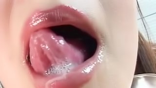 Hot Asian babe swallows tasty cum with smile