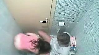 She sucked my dick in the small public toilet on hidden cam